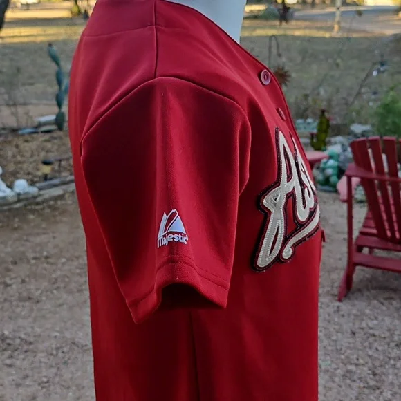 Vintage Majestic Brick Red ASTROS Embroidered Baseball Jersey Size M - Picture 7 of 14
